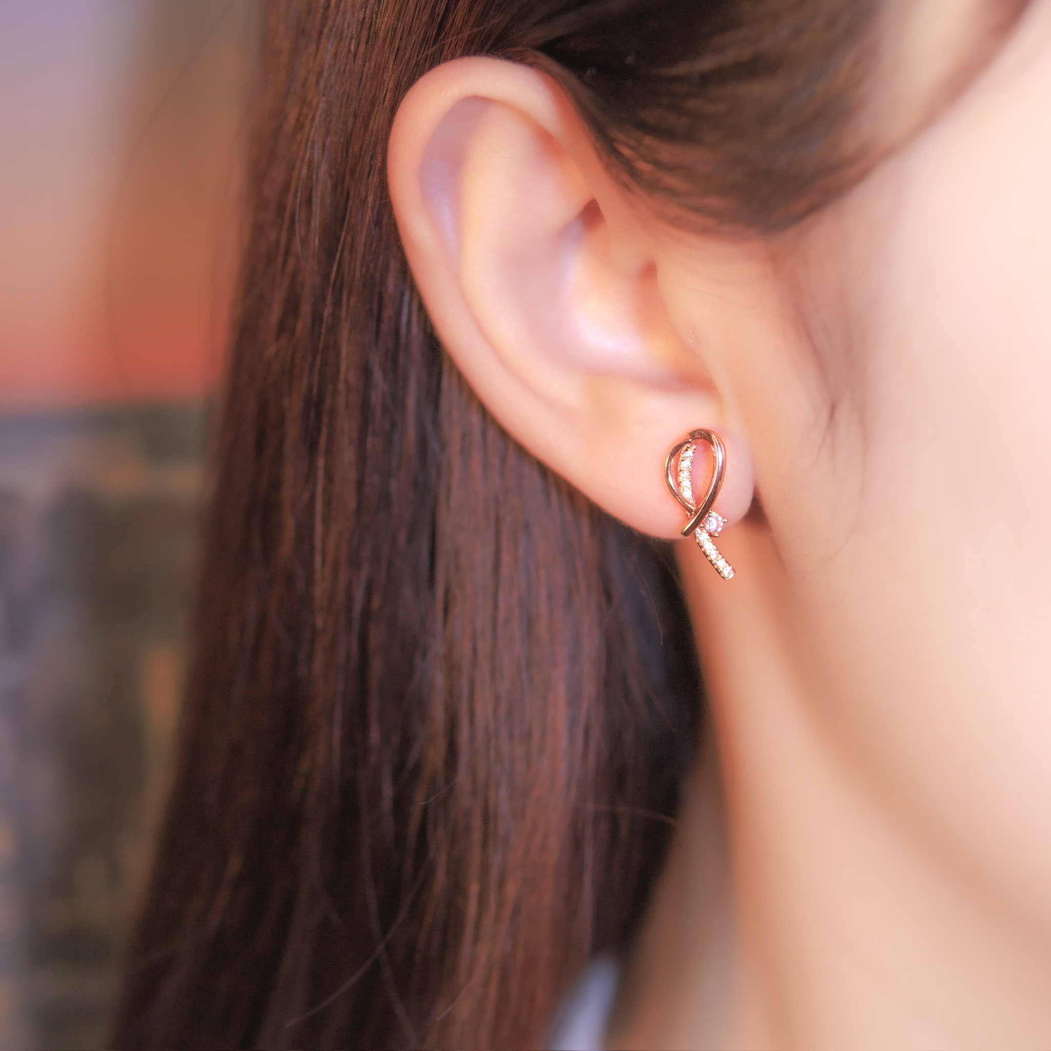 | 925 Silver・White Gold・Rose Gold | Starry Bow Earrings（Silver / Rose Gold） | EA0720 |