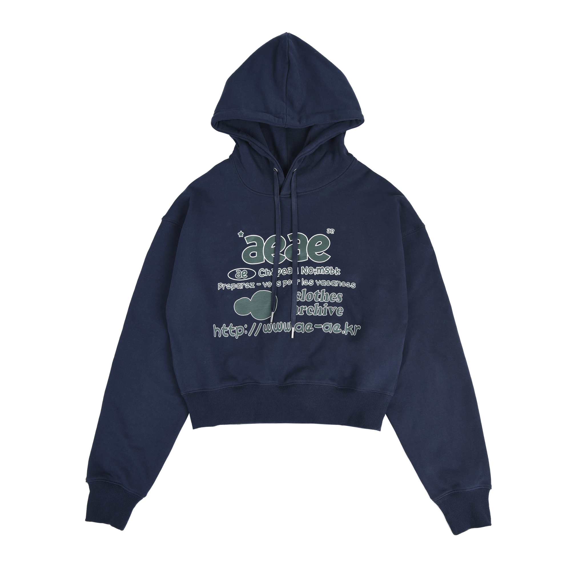 [aeae] DOODLE WEB LOGO CROP HOODIE