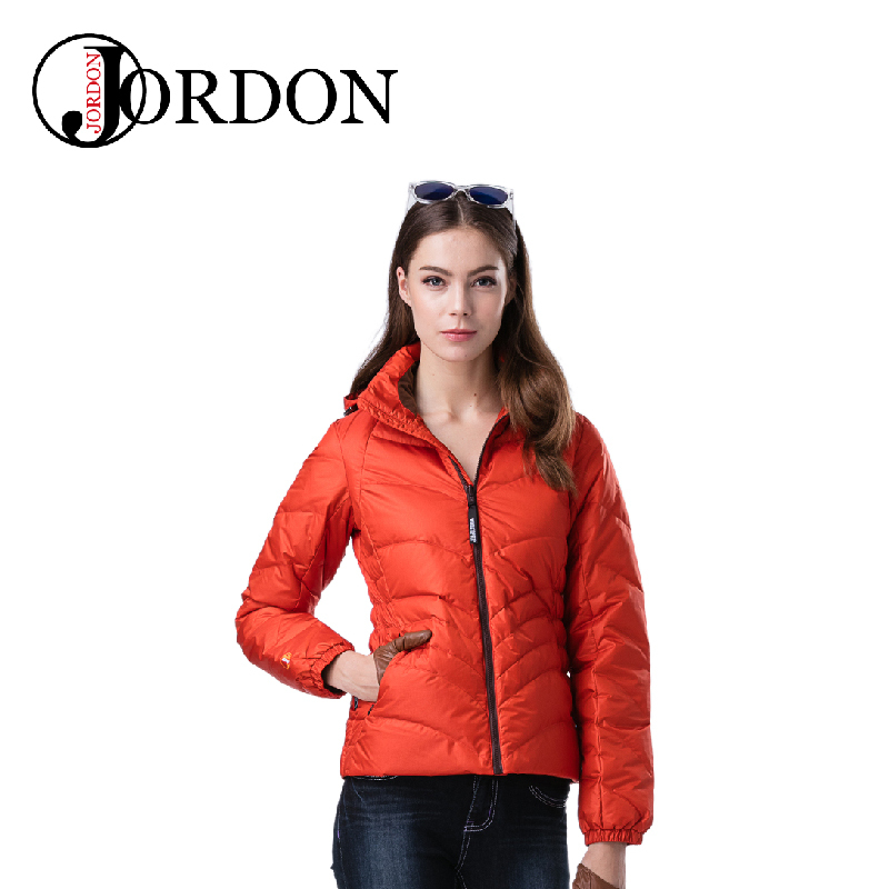 JORDON 橋登 女款 WINDSTOPPER 撥水羽絨極暖外套 深桔/深紫 02JW452