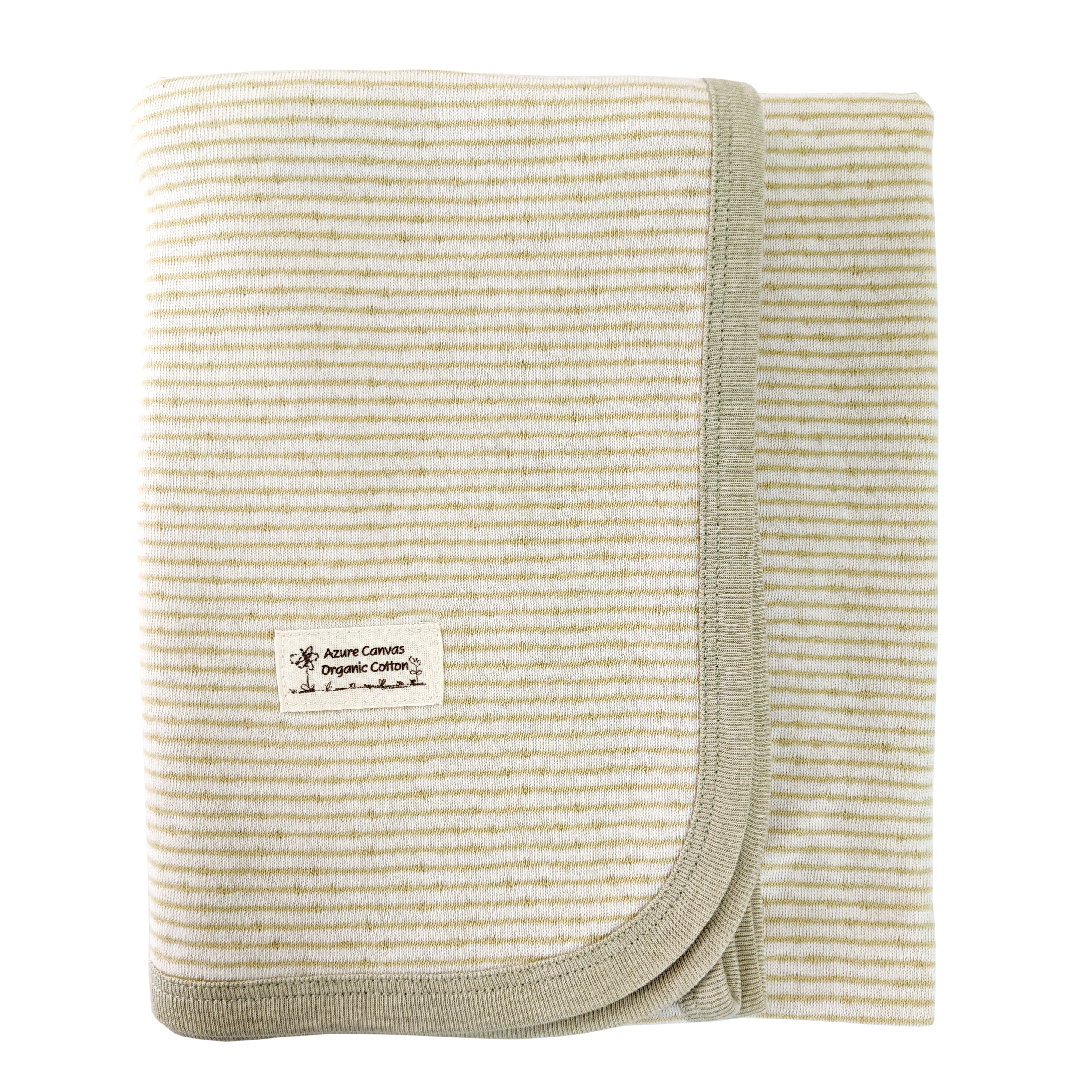 有機棉雙層彩嬰兒毯-綠條 | 藍天畫布有機棉