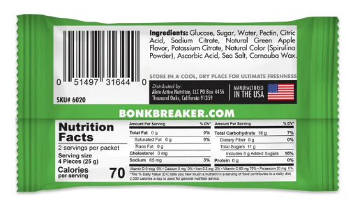 美國BONK BREAKER 運動能量軟糖(青蘋果)/ 包