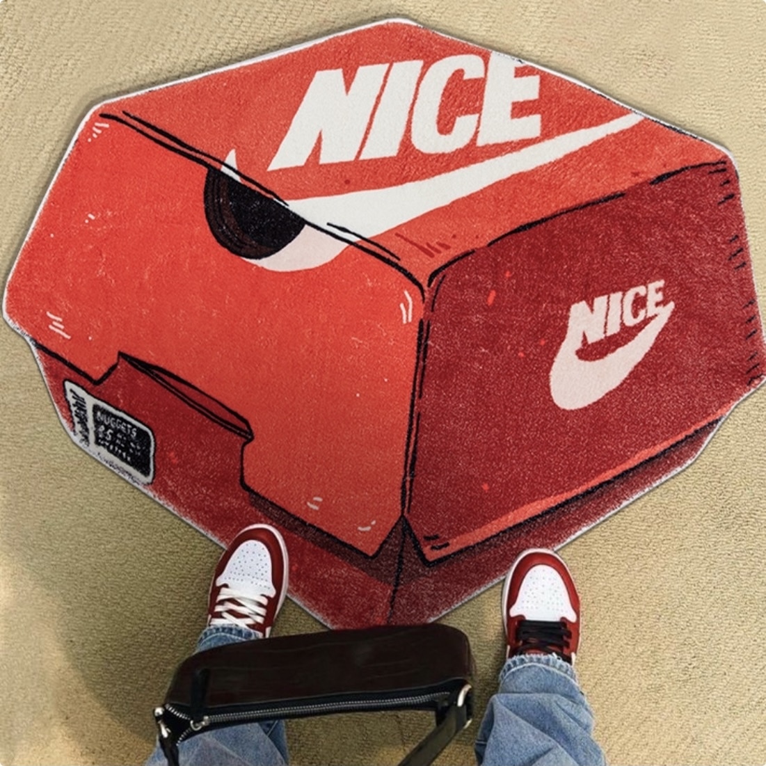 代購小物 球鞋鞋盒 絨毛地毯 耐穿 NICE 兩色 大/小 /現貨
