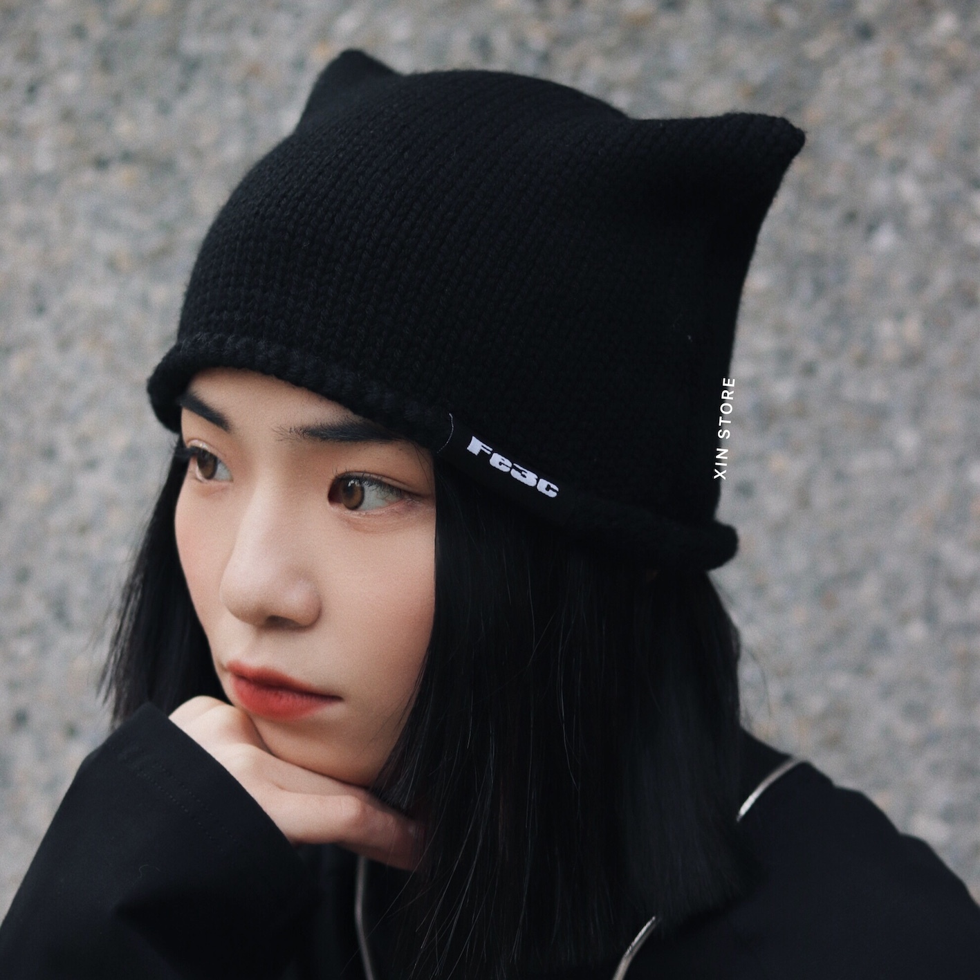 Fe3c Devil Are Not Evil Beanie 惡魔貓耳毛帽黑白