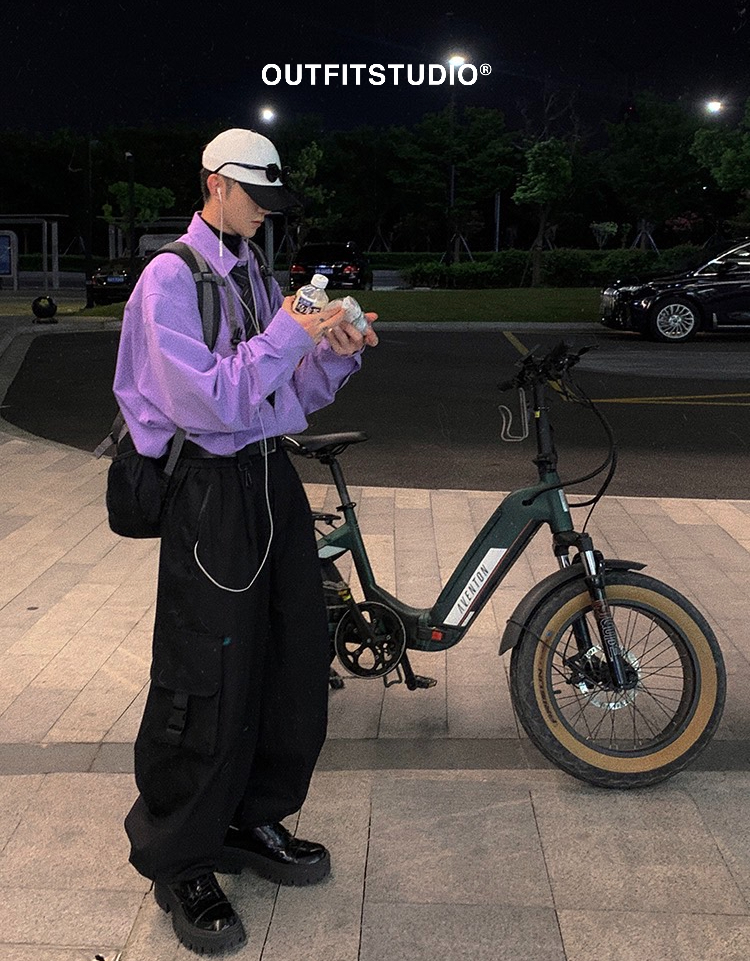 Aurocean 機能暗黑闊腿工裝褲