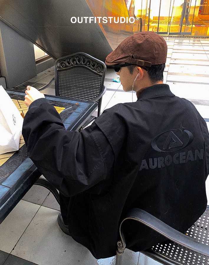 Aurocean 廓形寬鬆復古水洗萬針刺繡外套