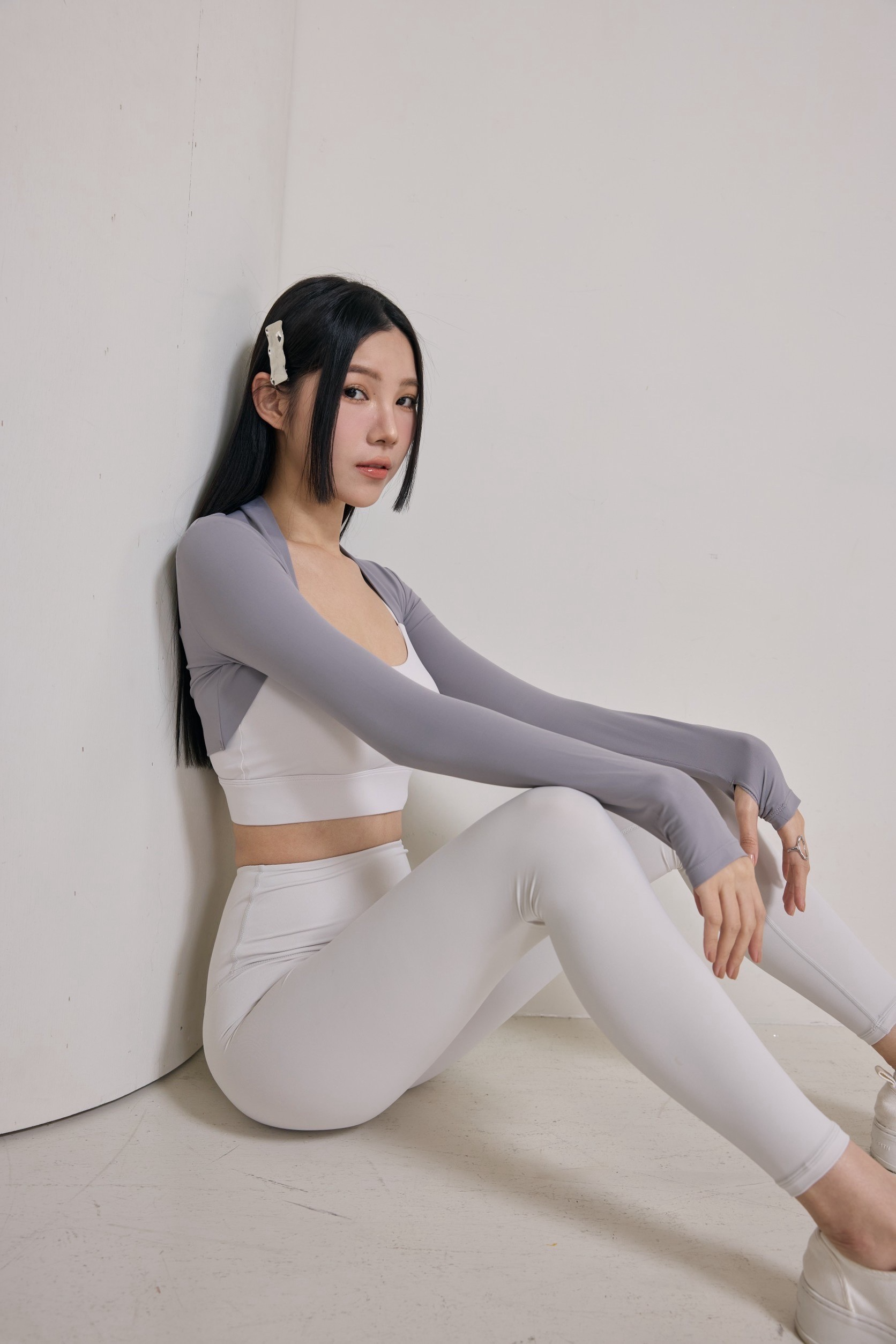 彈力長袖坎肩 / 桔梗