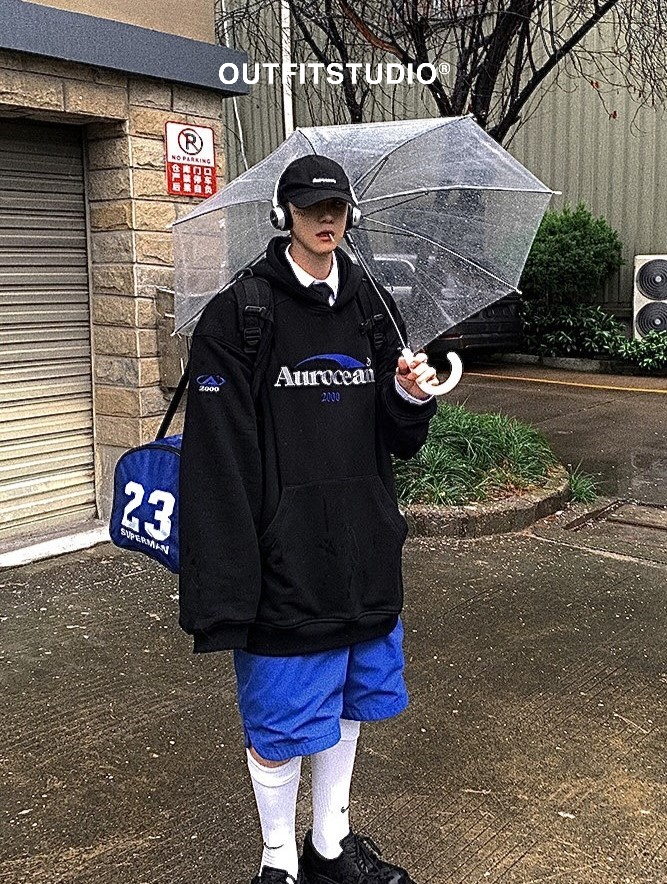 Aurocean 500克重磅加厚全棉刺繡連帽衛衣