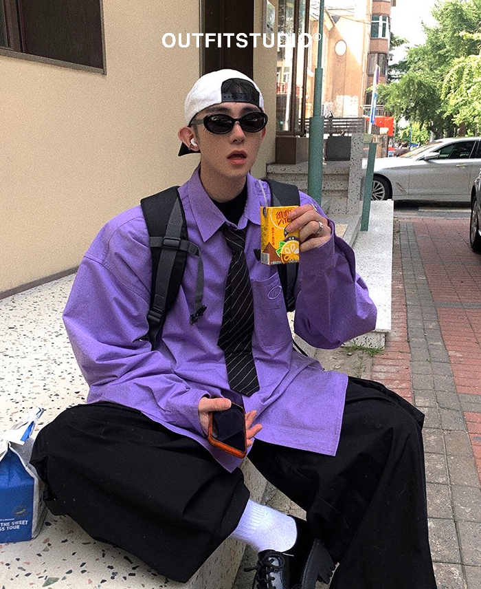 Aurocean 冷感落肩寬鬆長袖襯衫