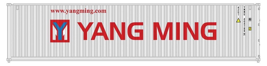 Walthers 106-6213  N規 40呎 陽明貨櫃.10入 + 載貨櫃板車.5輛  此商品貨櫃是陽明貨櫃