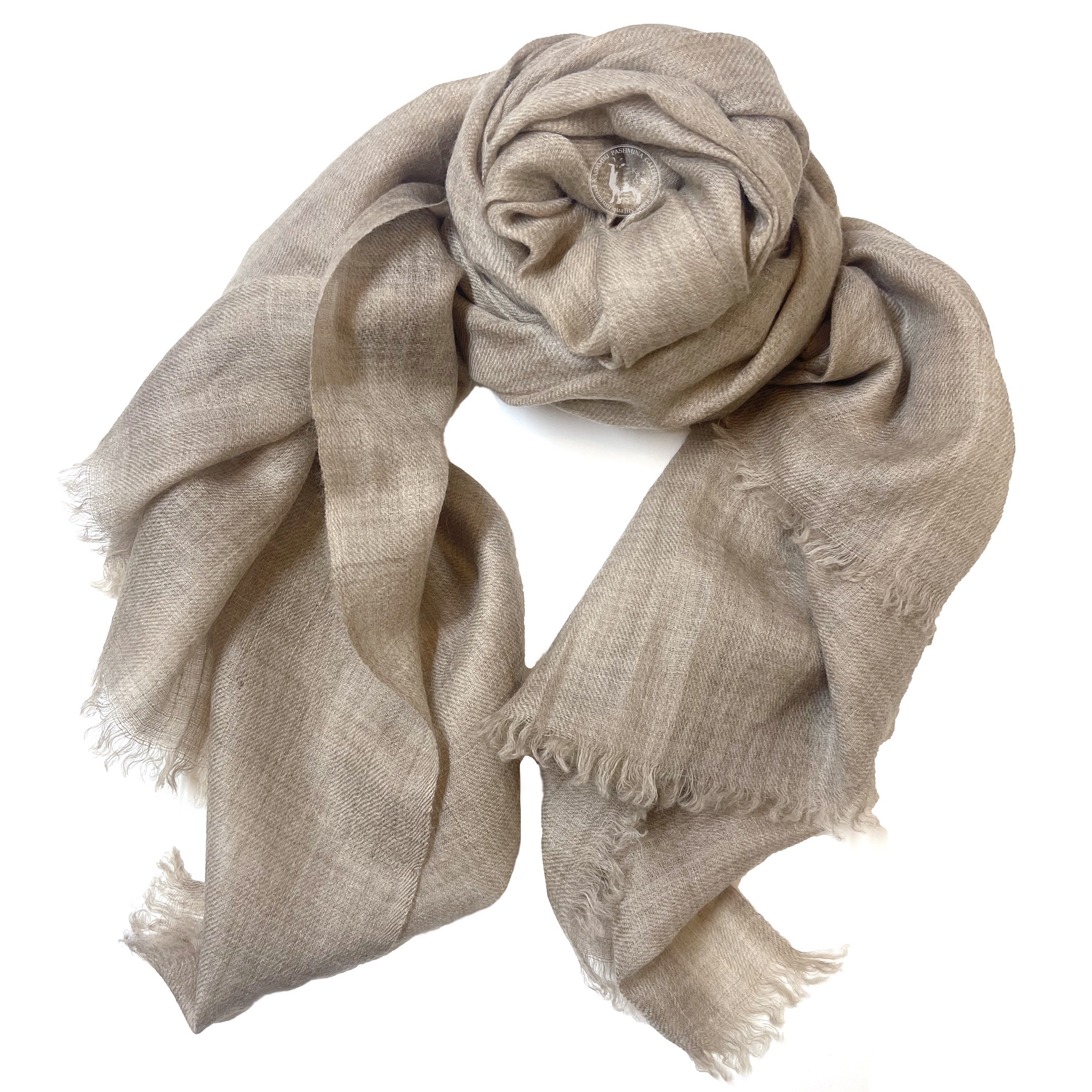 天然淺駝色無漂染淺駝色喀什米爾Shahmina披肩圍巾