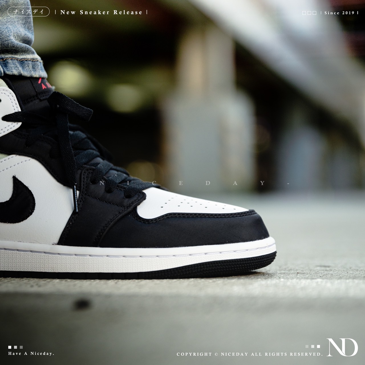 NICEDAY 現貨Air Jordan 1 Mid SE 白黑紅高筒籃球鞋男款852542-100