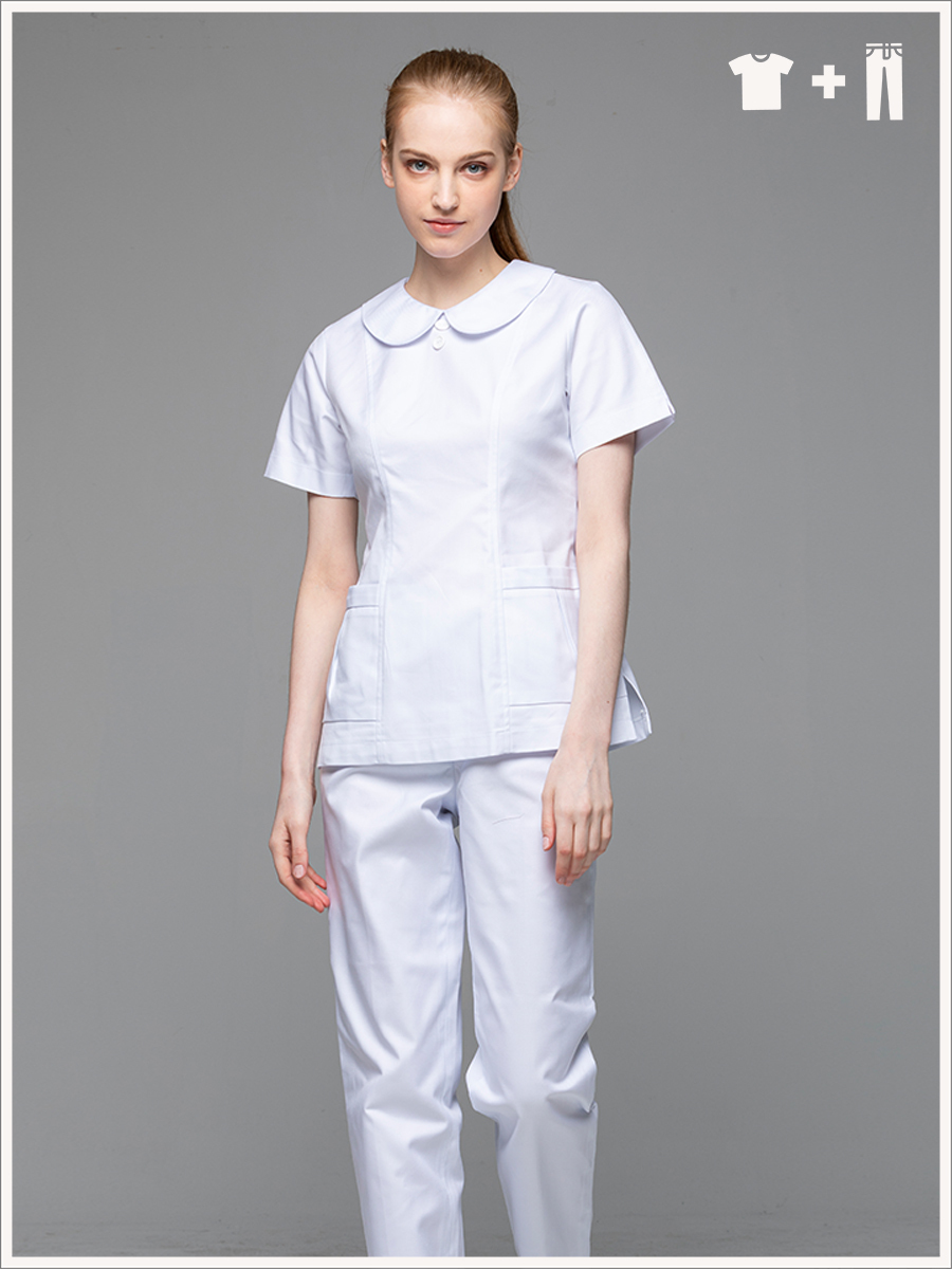 【整套販售】B201-W0 女護理套裝-B立挺布-純粹白