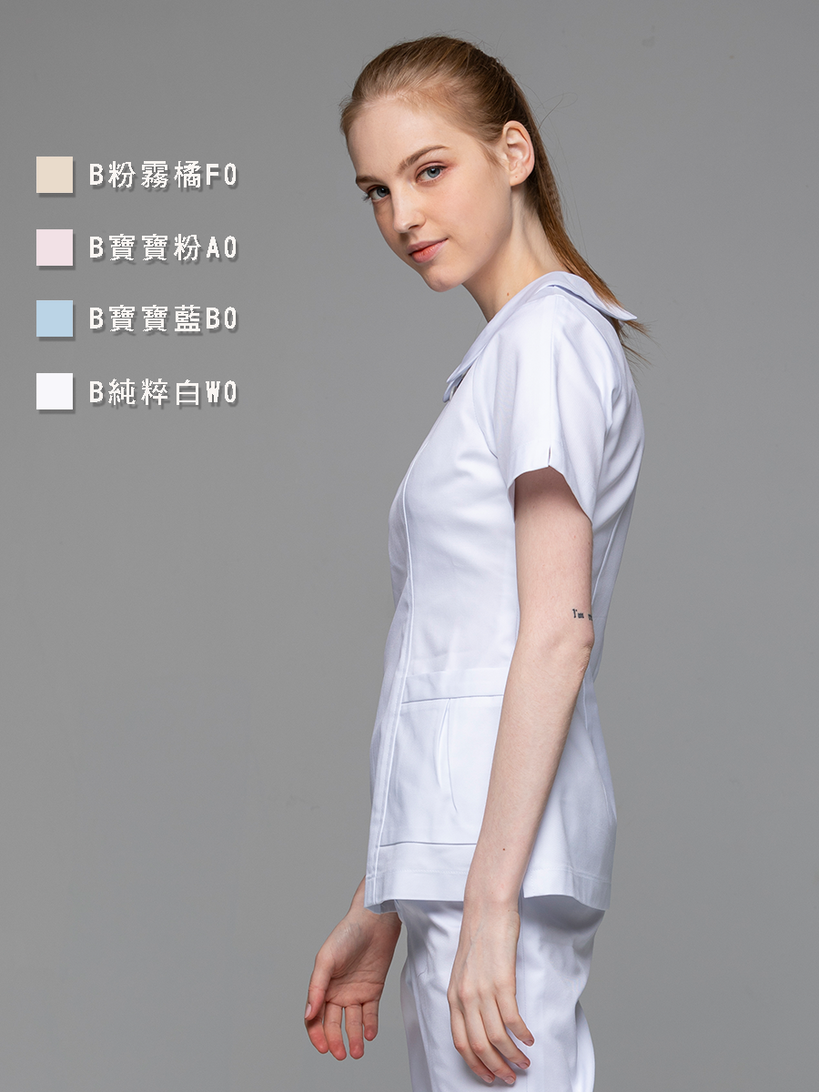 【整套販售】B201-W0 女護理套裝-B立挺布-純粹白