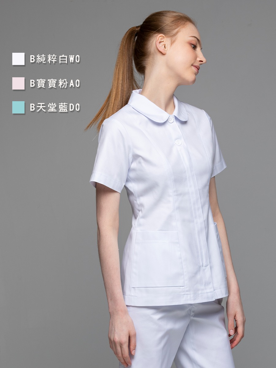 【整套販售】B204-W0 女護理套裝-B立挺布-純粹白
