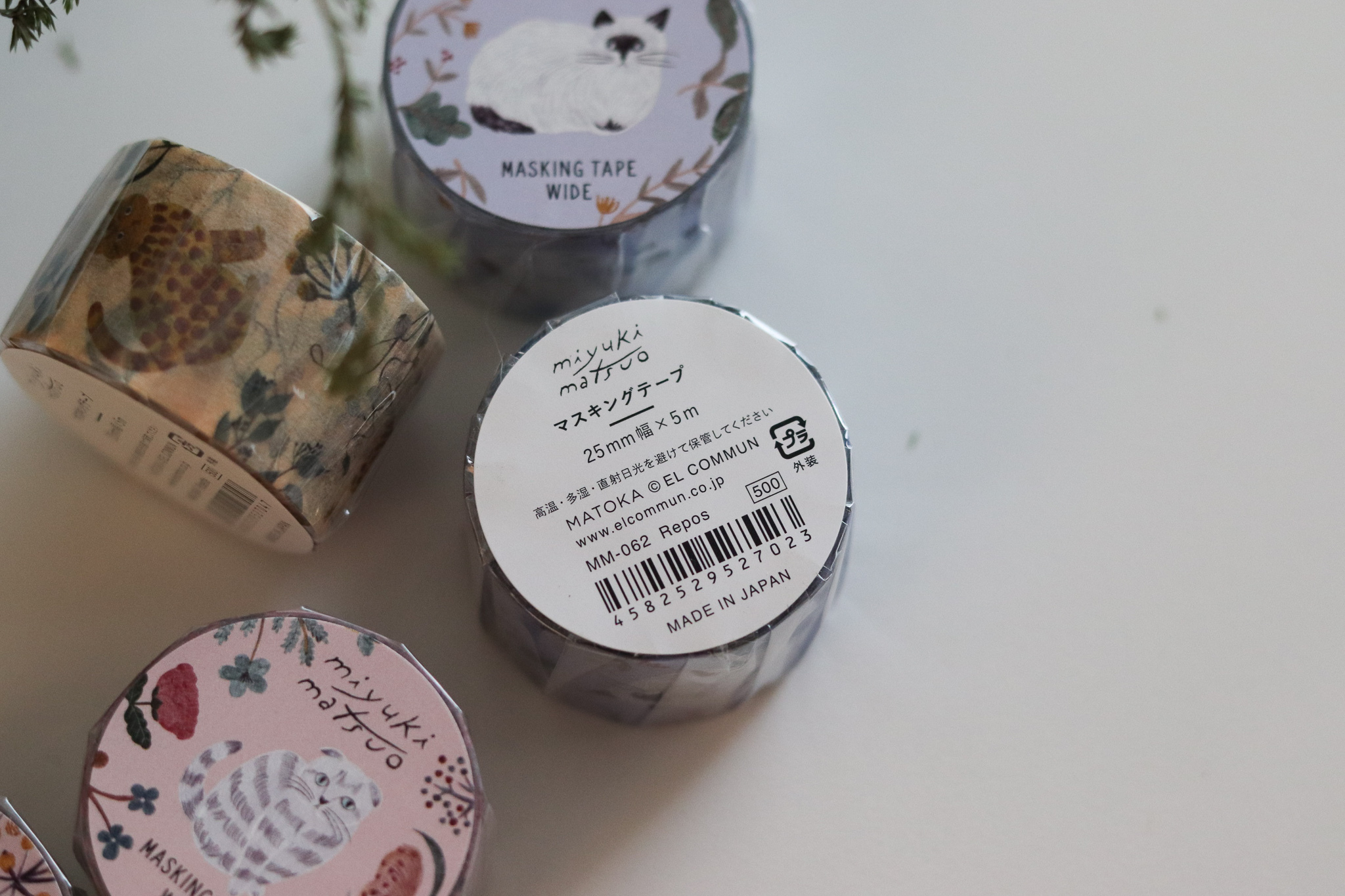 松尾美雪 花草貓咪 寬版紙膠帶