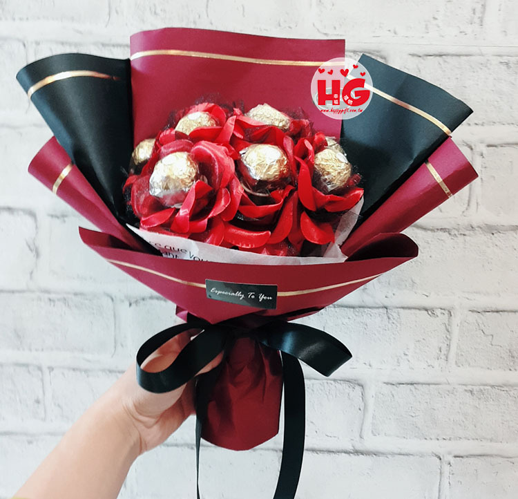 紅黑色金莎花束,桃園金莎花束,桃園花店,桃園幸福禮物花店