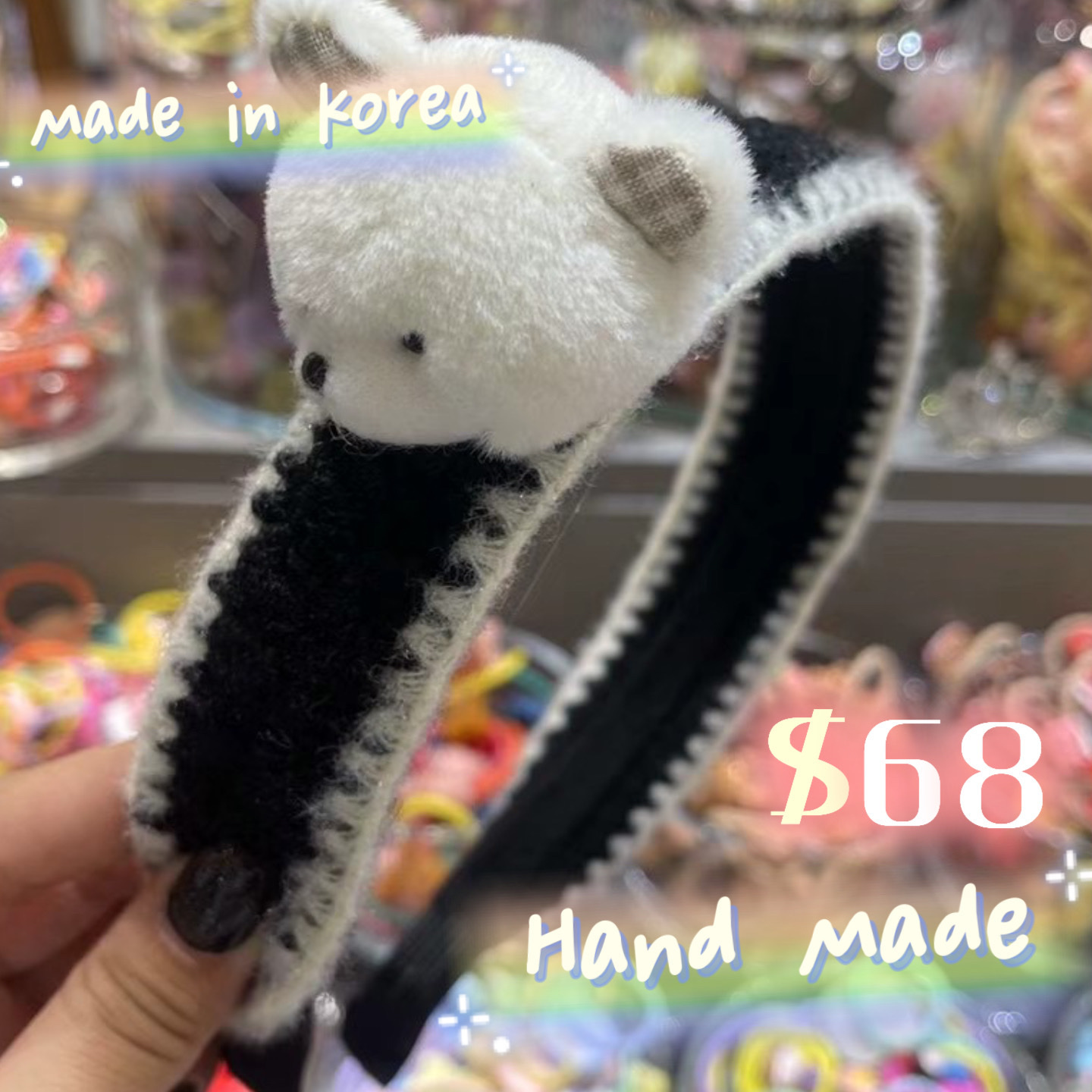 立體熊仔頭頭箍 白色熊仔 韓國製