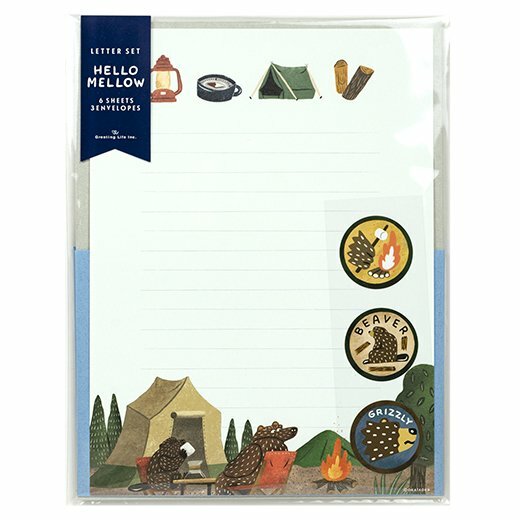 露營熊_帳篷 信紙信封組｜日本OKATAOKA