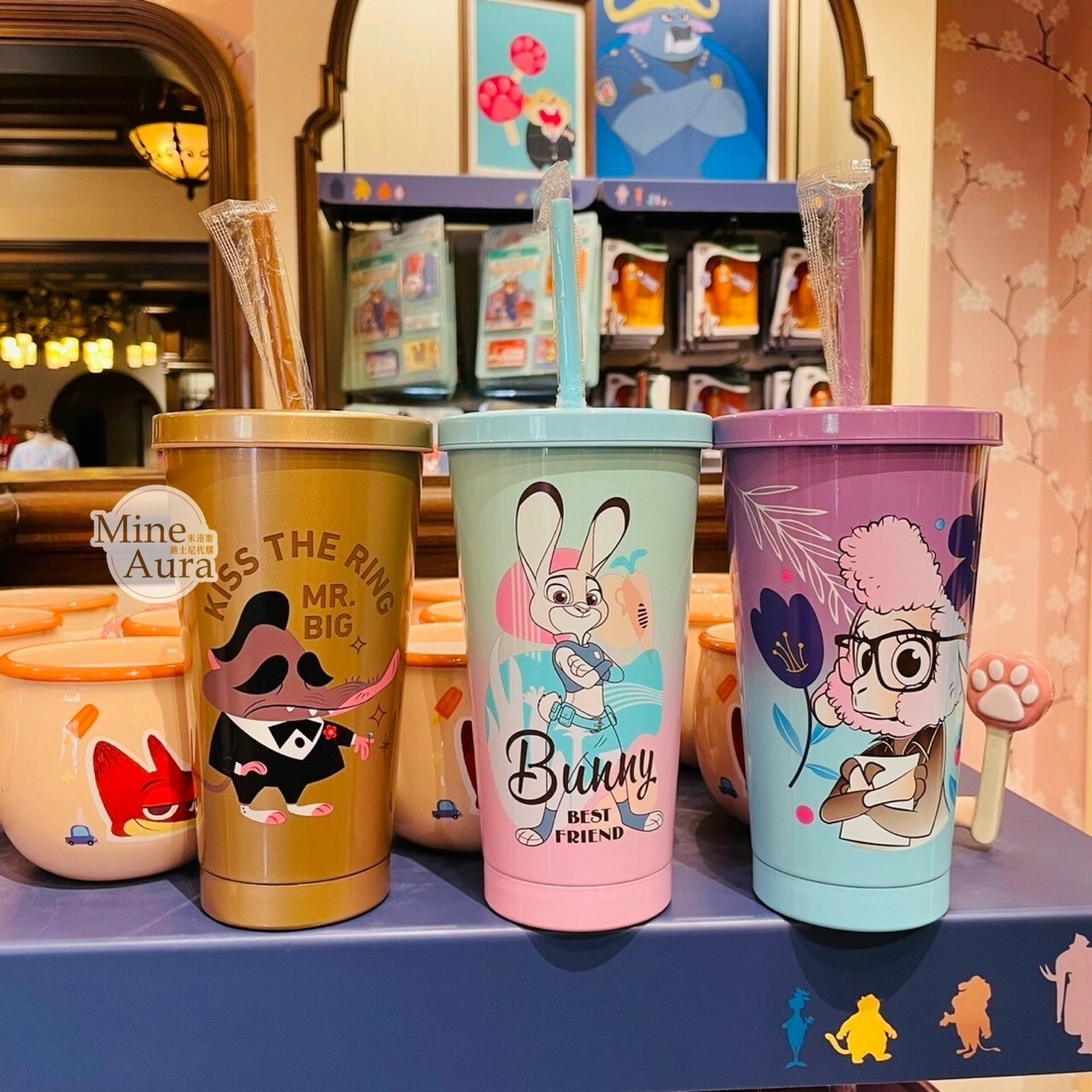 動物方城市 Zootopia 圖案 不鏽鋼 吸管 水杯 飲料杯 -上海迪士尼樂園