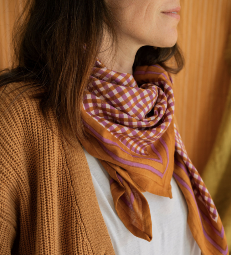 泰拉格紋-駝棕混陶紅 | 領巾