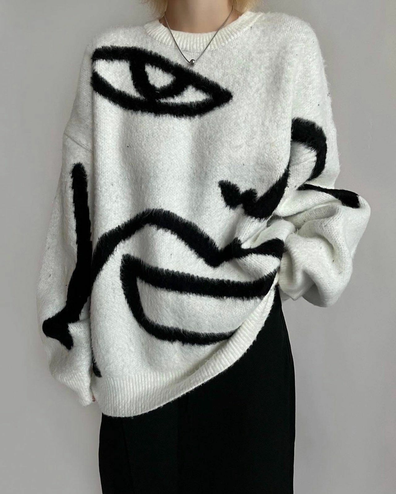 嘴唇圖案針織衫 T2315