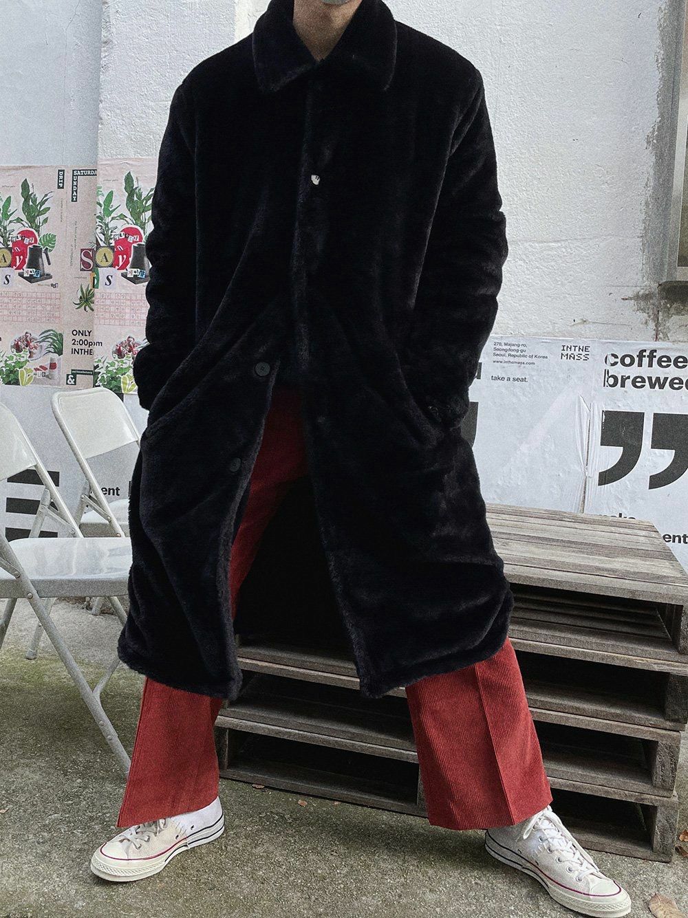 反領長毛絨褸 JK1903