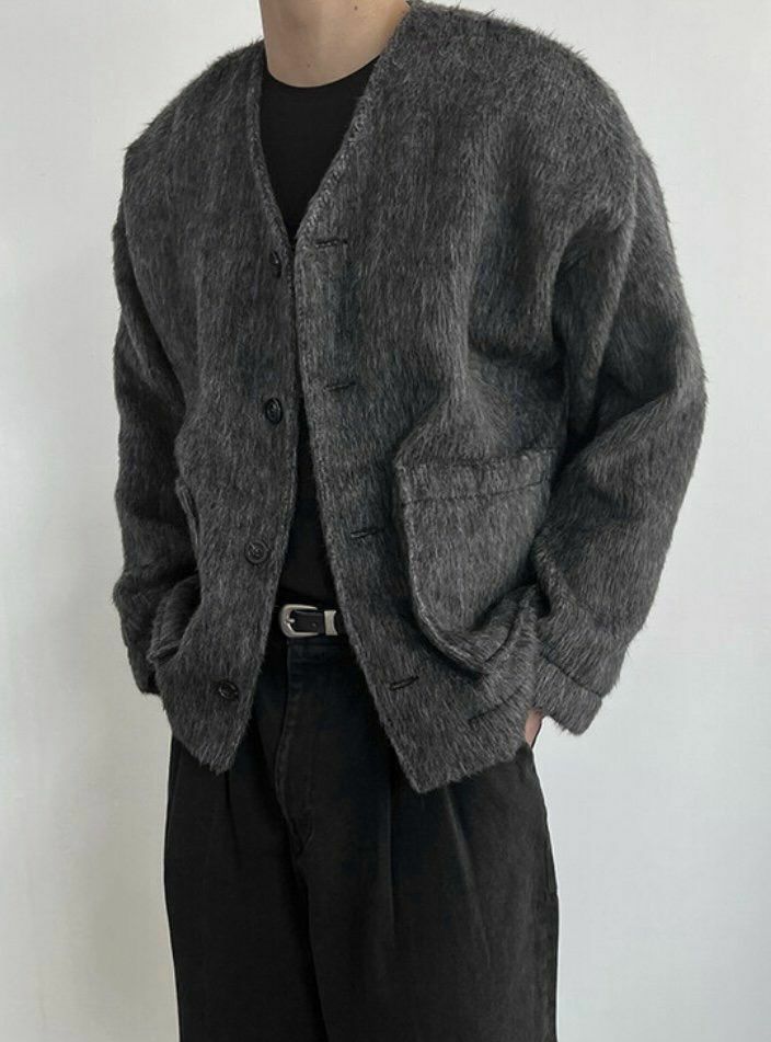 毛絨開胸外套 JK1878