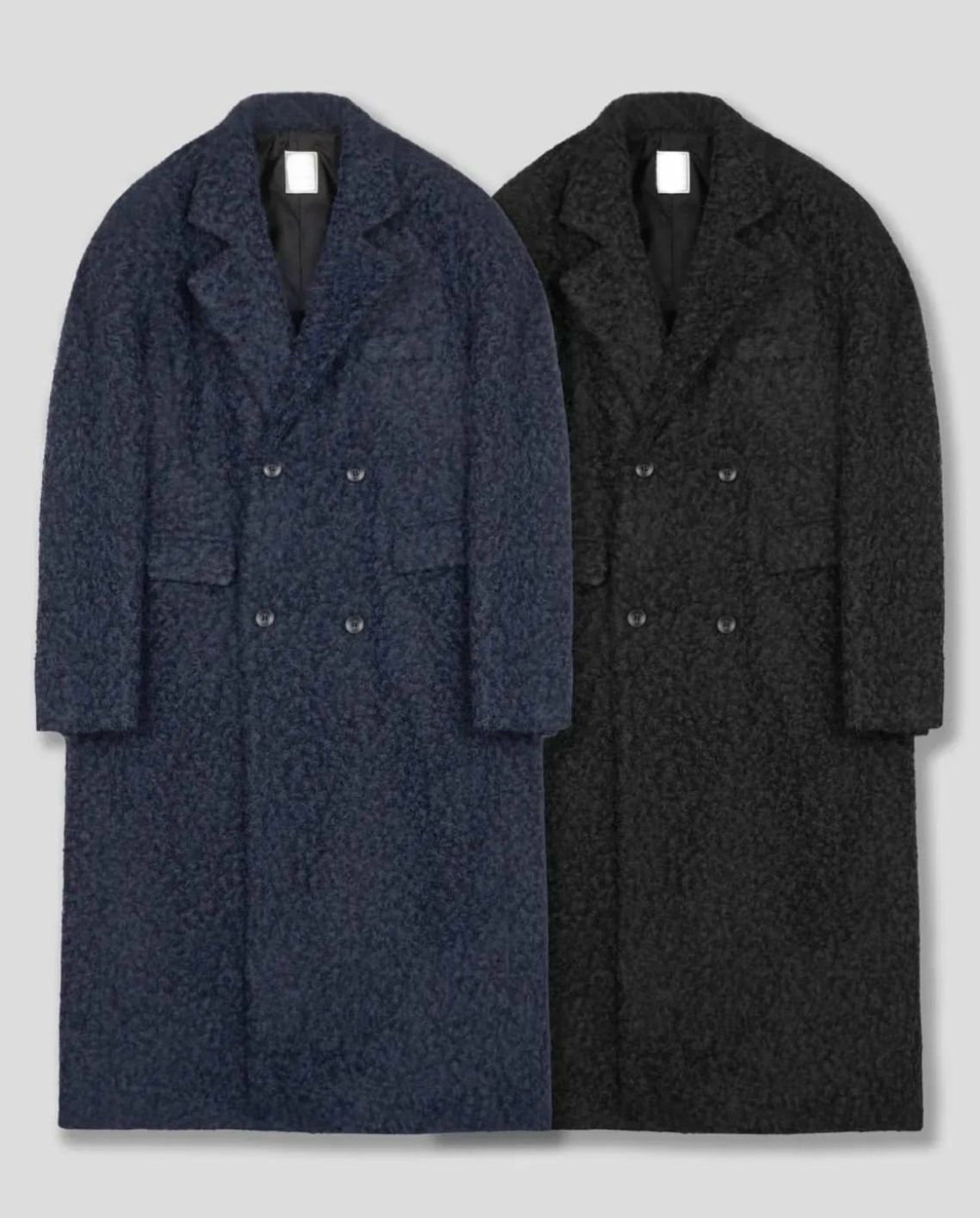 淨色絨毛孖襟長褸 JK2474