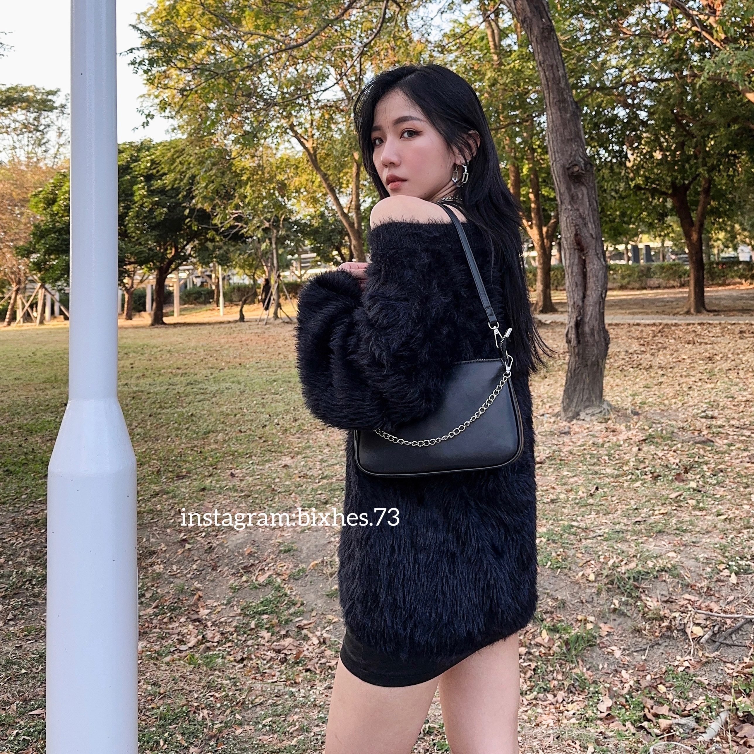 V領毛絨寬鬆長T(B00068)