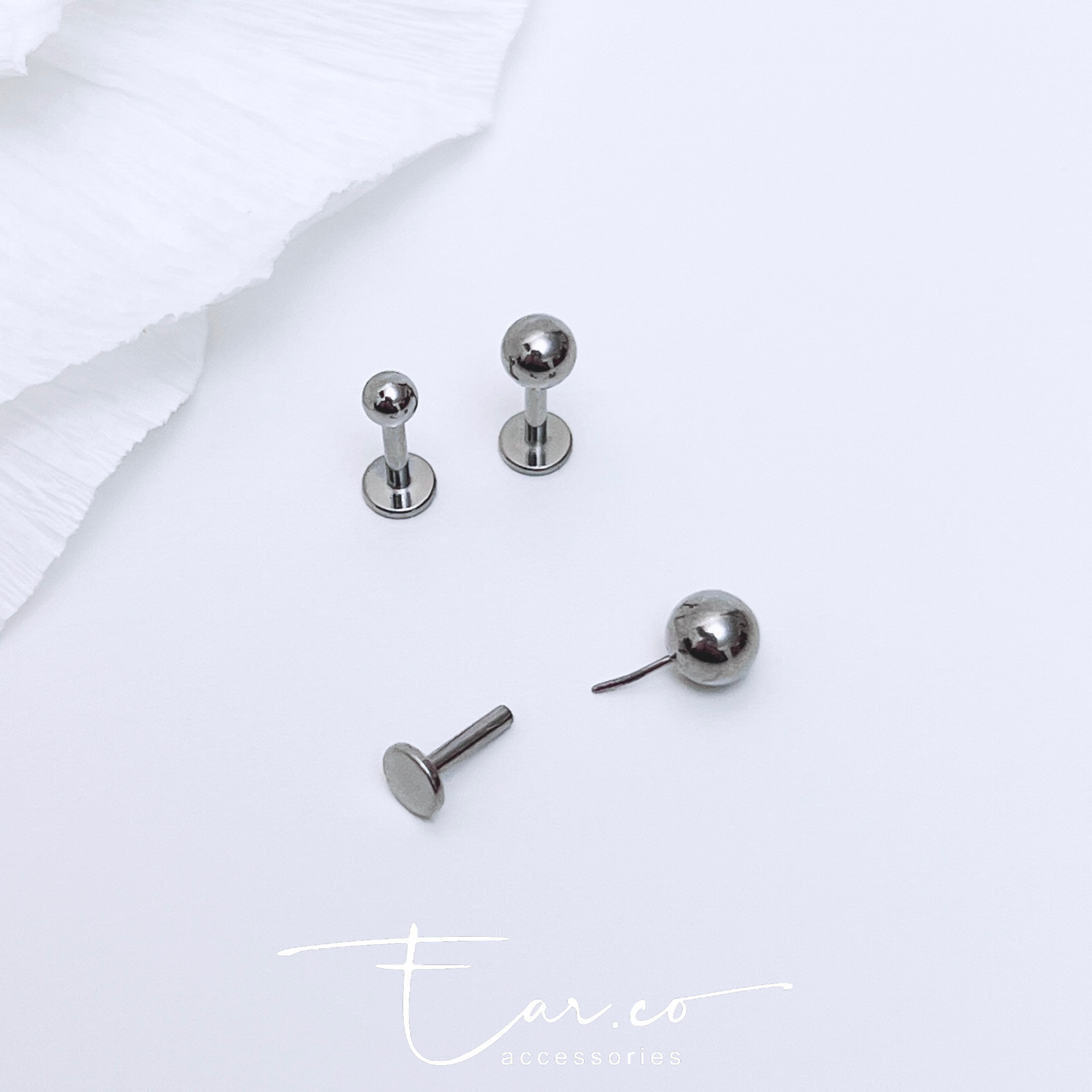 Ball平頭耳門/耳珠/耳骨釘 [G23 Titanium] [單支]