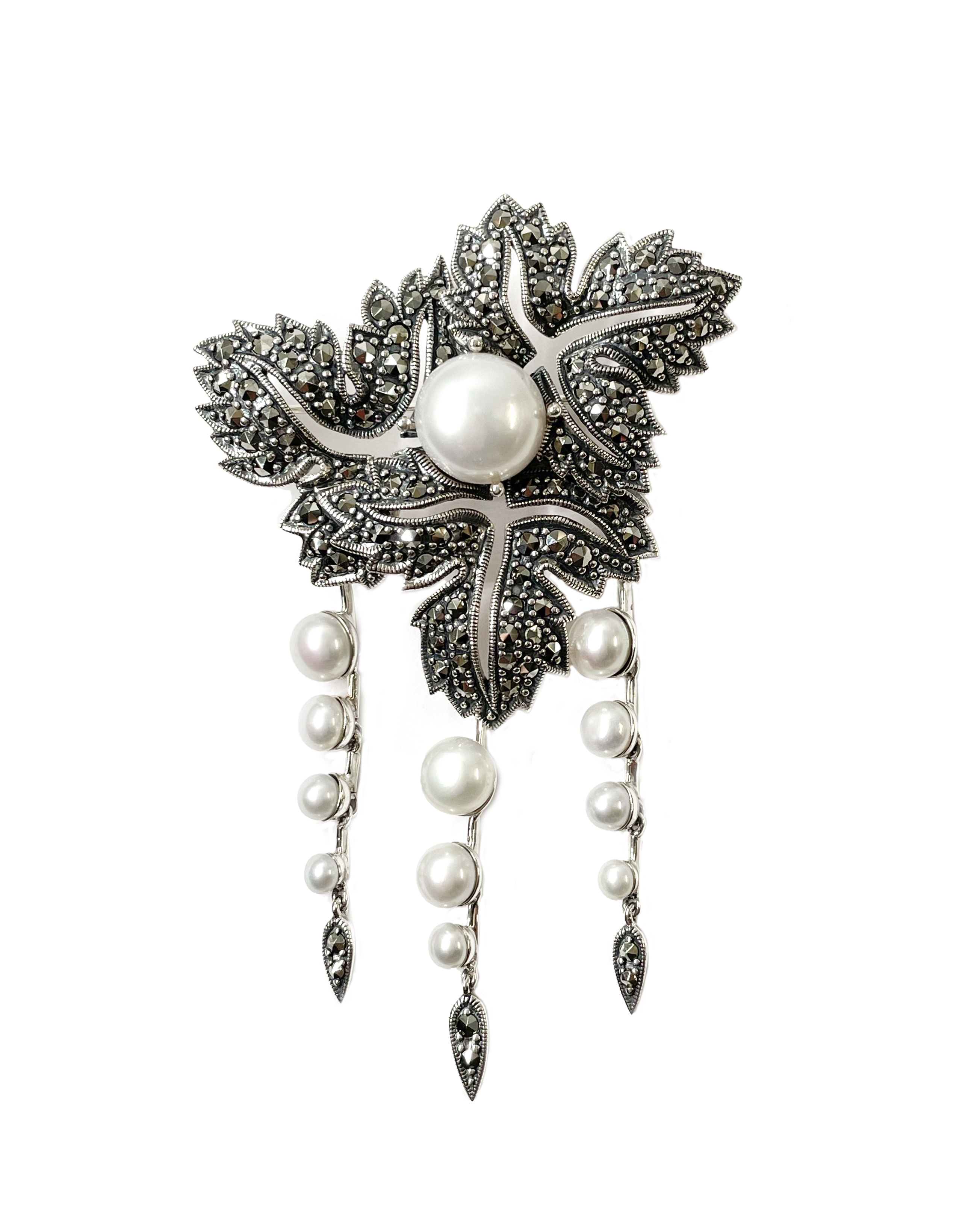 花園珍珠垂墜胸針