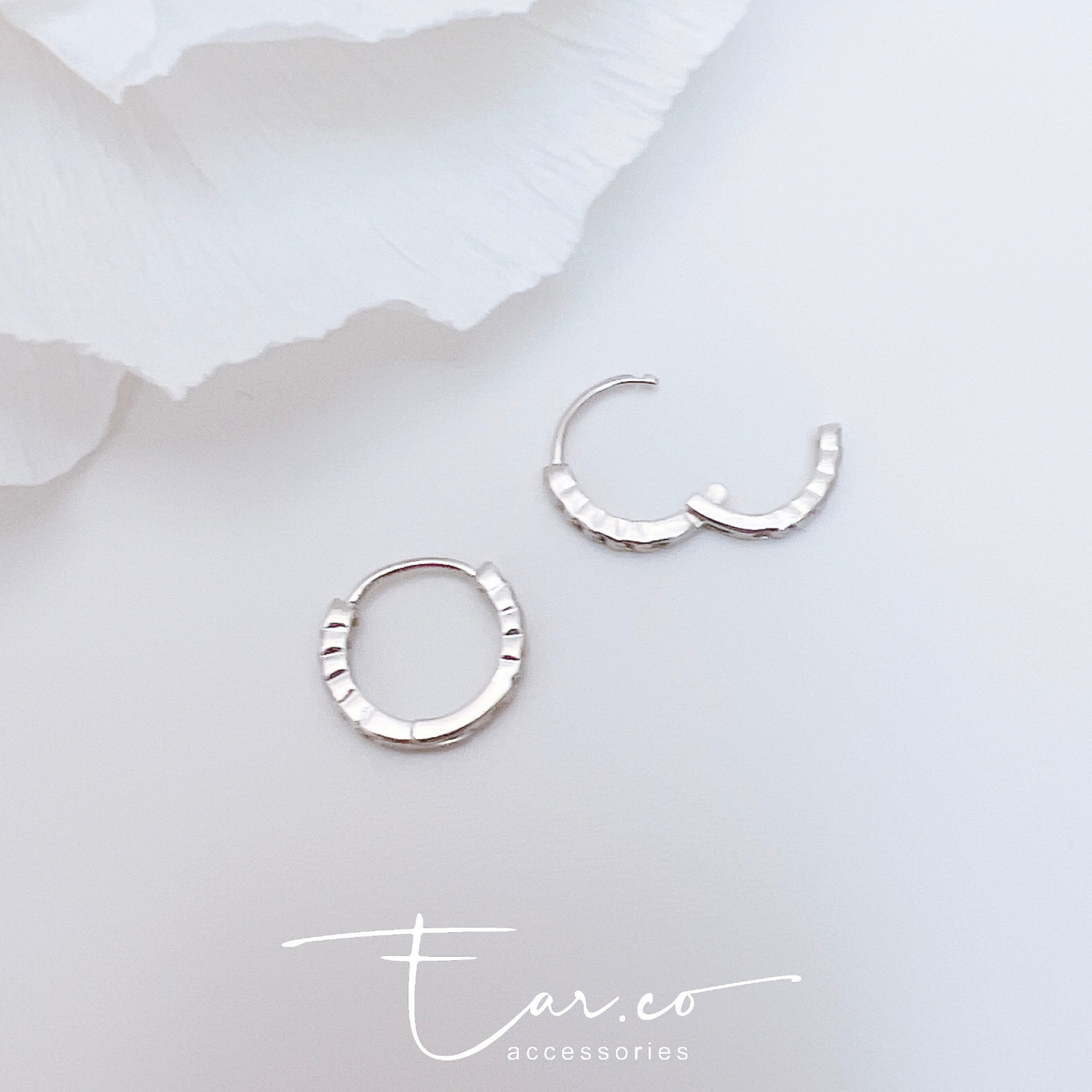 幼款鏈條圖案純銀小耳圈 [睡覺不用脫! ] #A1005