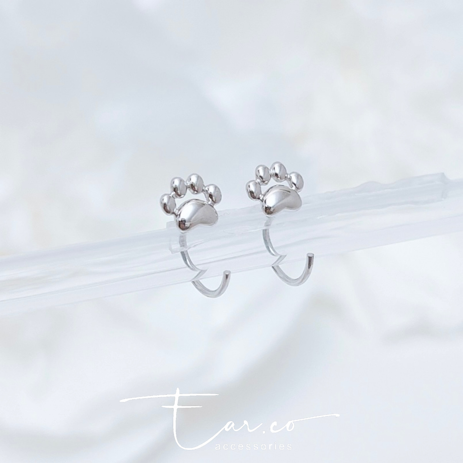 小腳掌C形純銀耳圈 [睡覺不用脫! ] #A1004