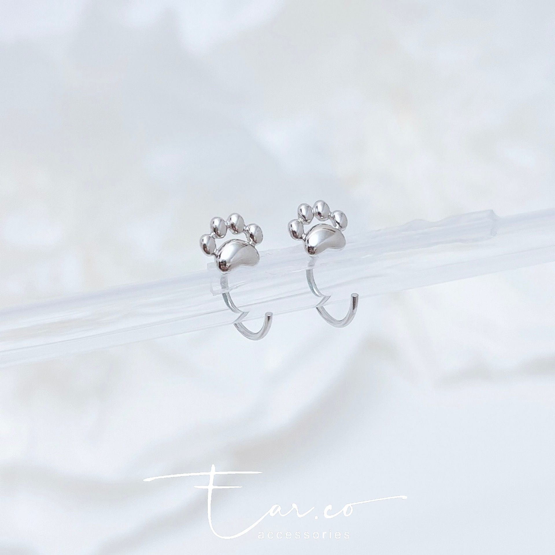 小腳掌C形純銀耳圈 [睡覺不用脫! ] #A1004