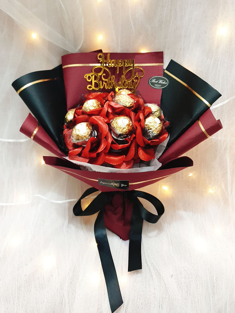 酒紅色九朵金莎花束,桃園花店,桃園花束,桃園幸福禮物花店