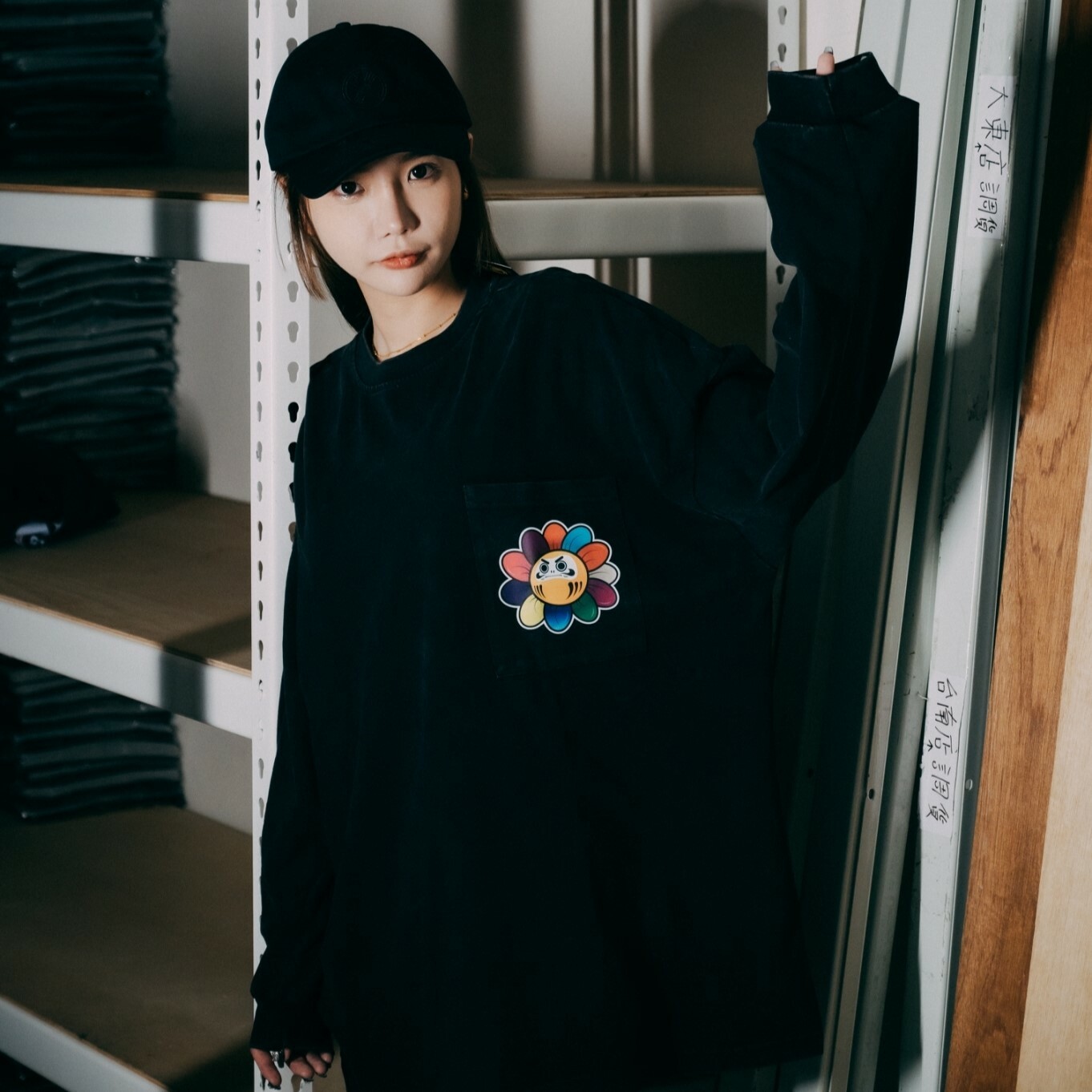 XCTRL 達摩小花水洗口袋長袖T