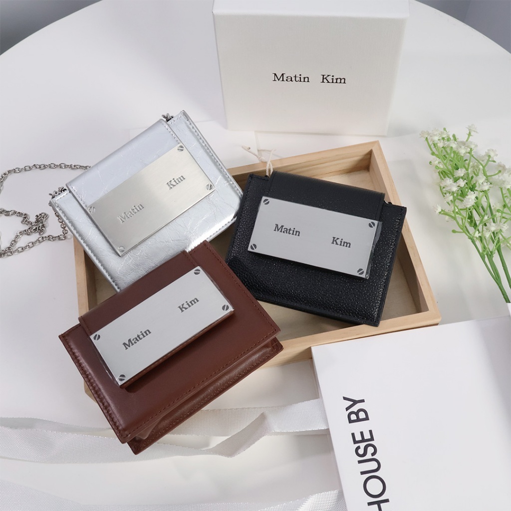 MATIN KIM VINTAGE ACCORDION MINI BAG 皮革鐵牌側背包皮夾零錢包現