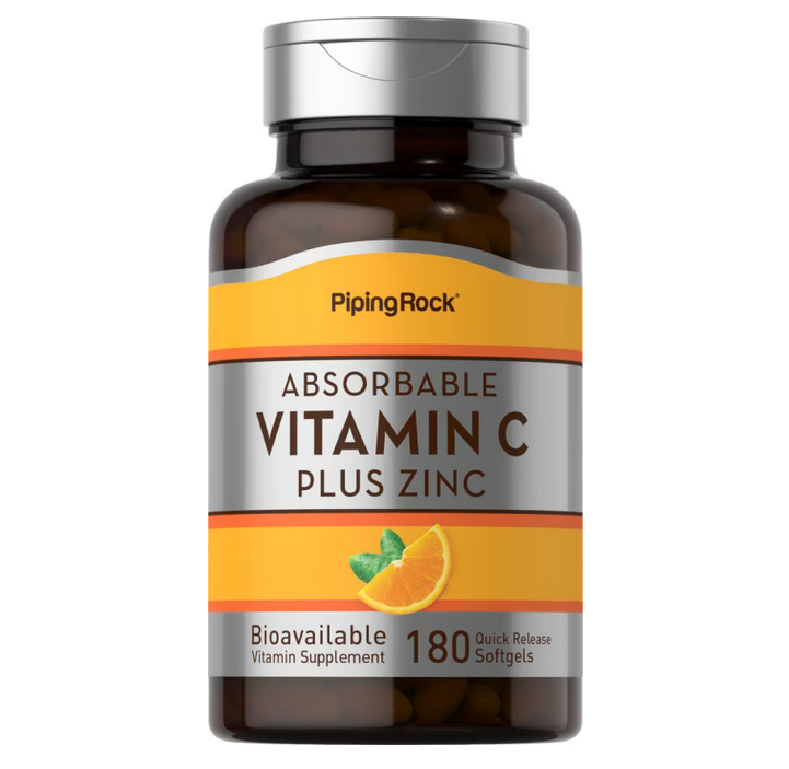 【Piping Rock 】Vitamin C Zinc維他命C 加鋅 180顆快速釋放軟膠囊