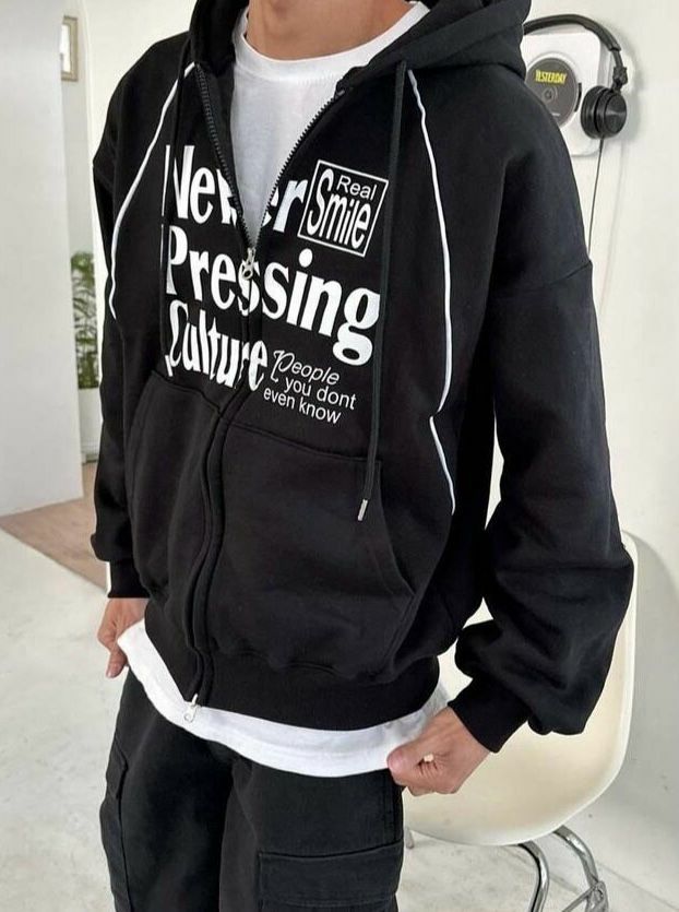 英文字連帽拉鍊外套 GAMBLE-029JK