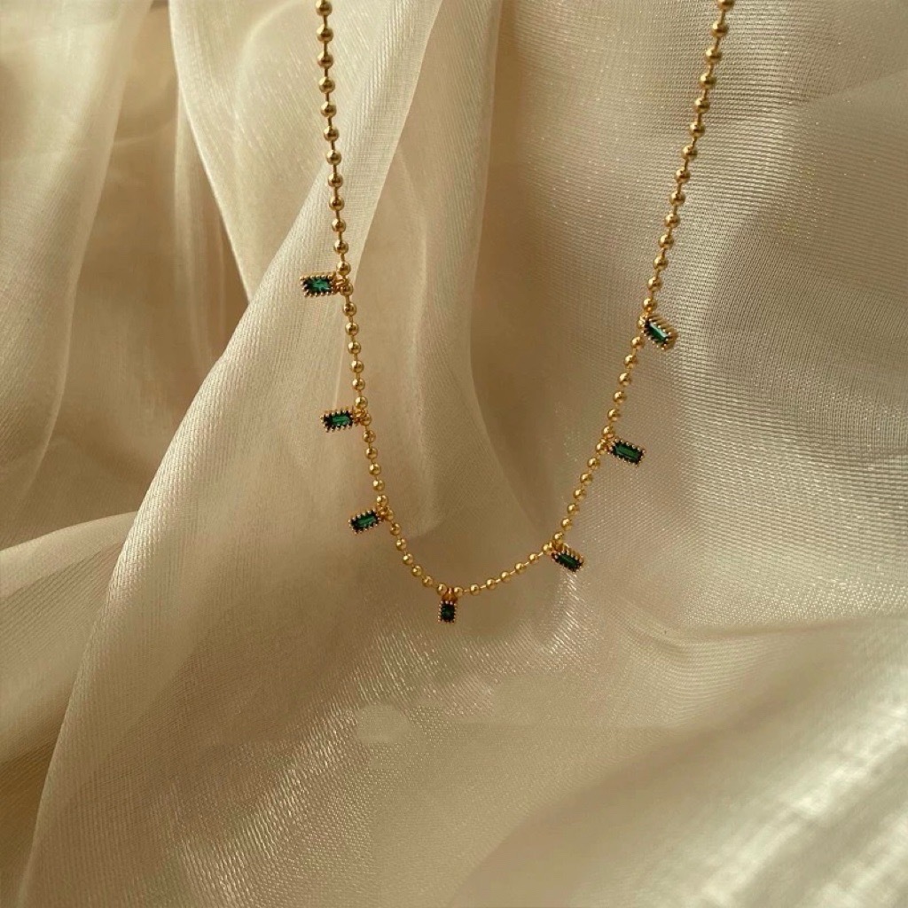 祖母綠方鑽項鍊