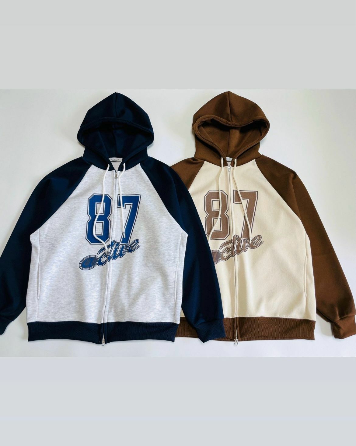 拼色數字連帽拉鍊外套 GAMBLE-035T