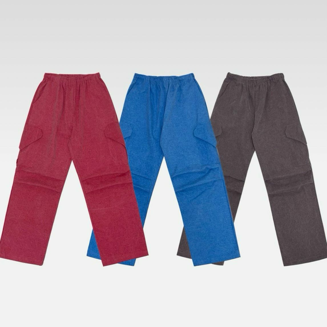 洗水淨色可束腳工裝鬆身褲 MONTH-006P