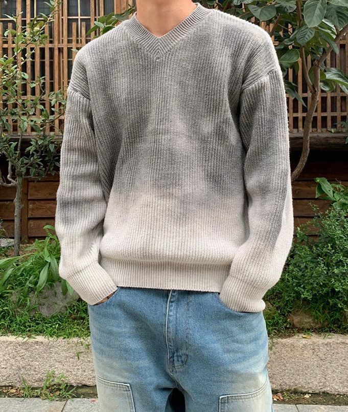 v領仿舊針織衫 MONTH-008T