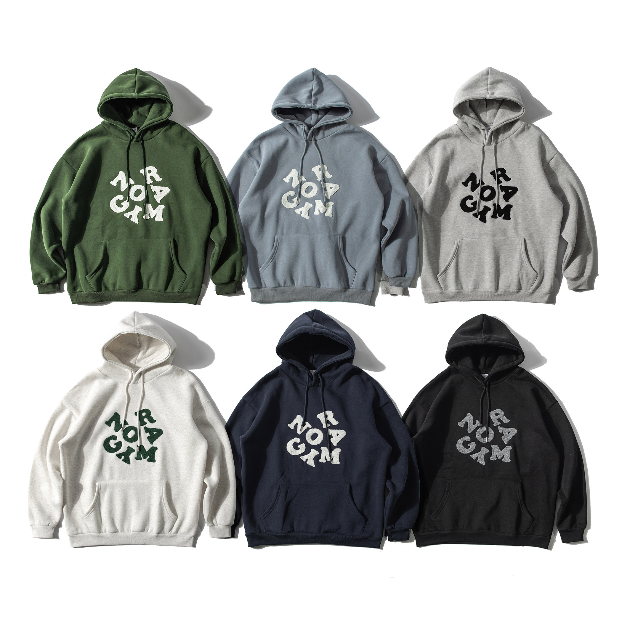 毛巾布刺繡 NOR 毛捏刺繡文字 刷毛連帽T恤