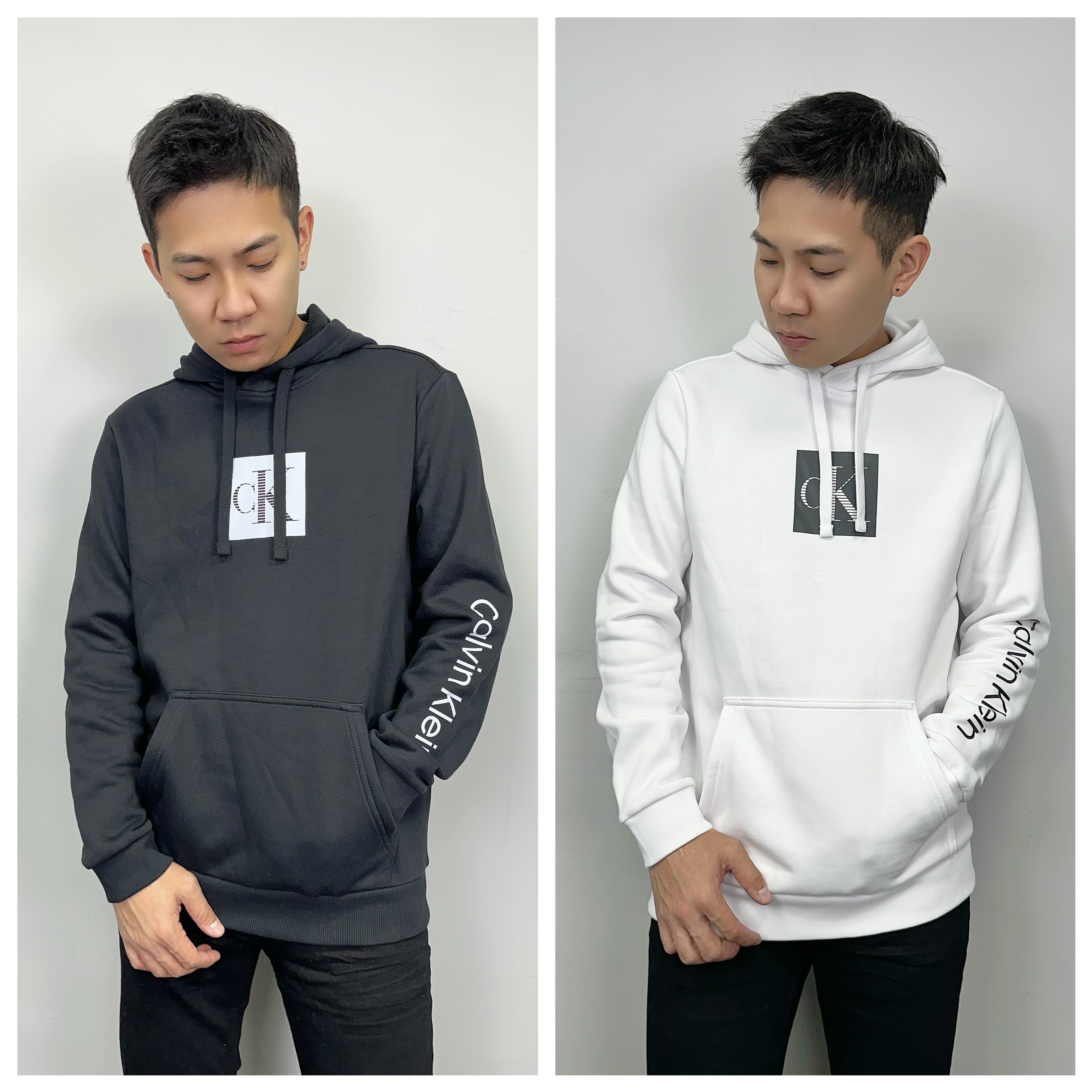 Calvin Klein CK 方塊/手臂字母 內刷毛 帽T 長袖