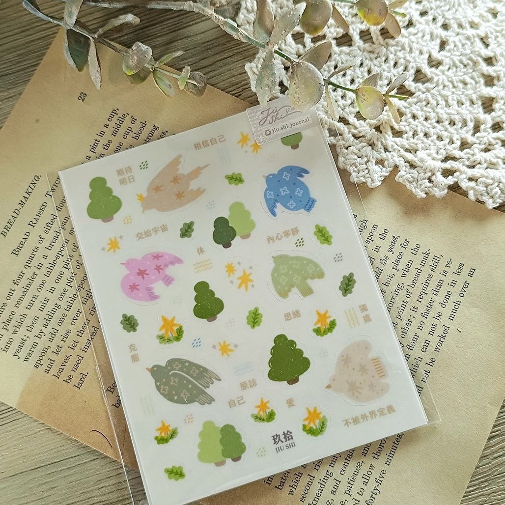 玖拾．毛衣小鳥透明貼紙