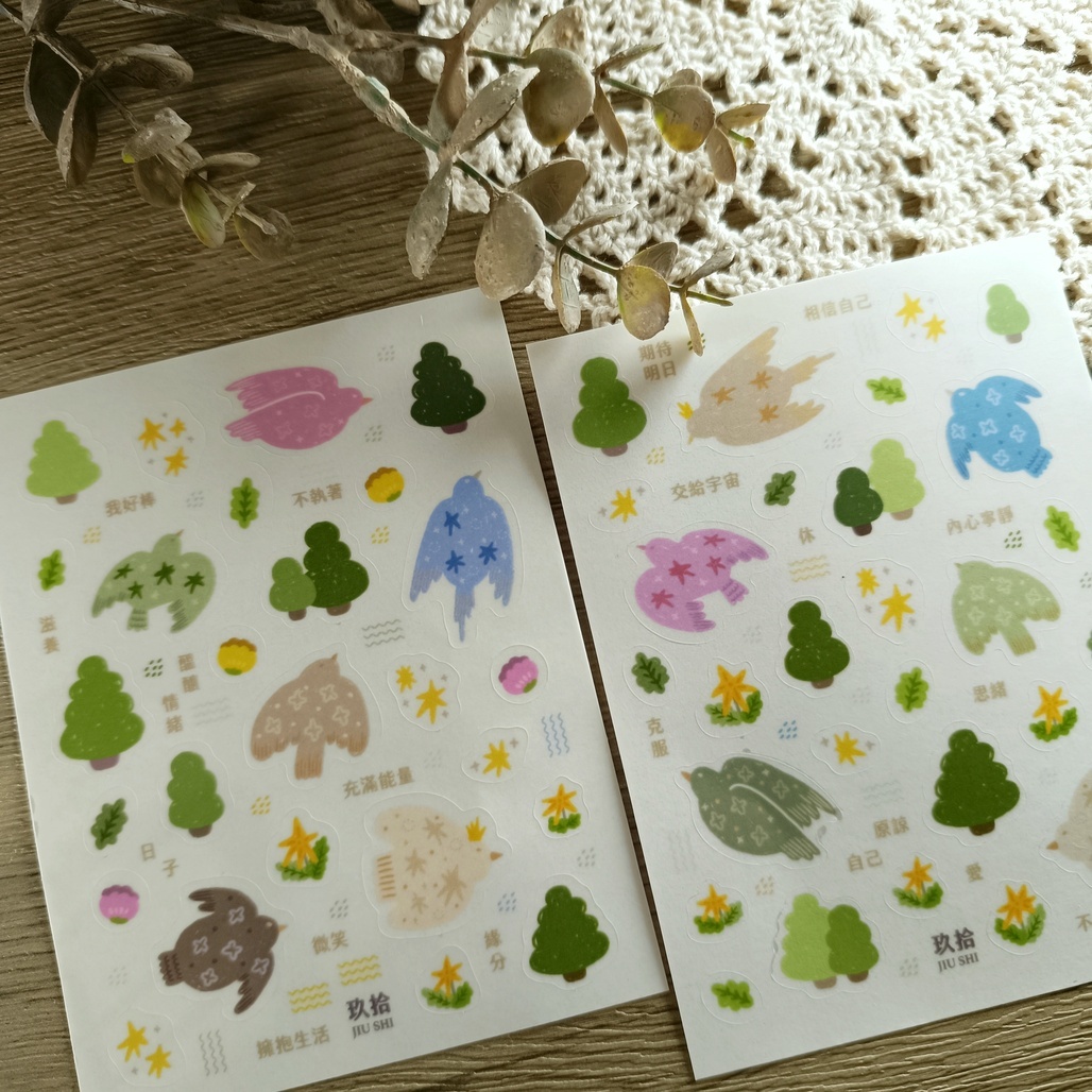 玖拾．毛衣小鳥透明貼紙