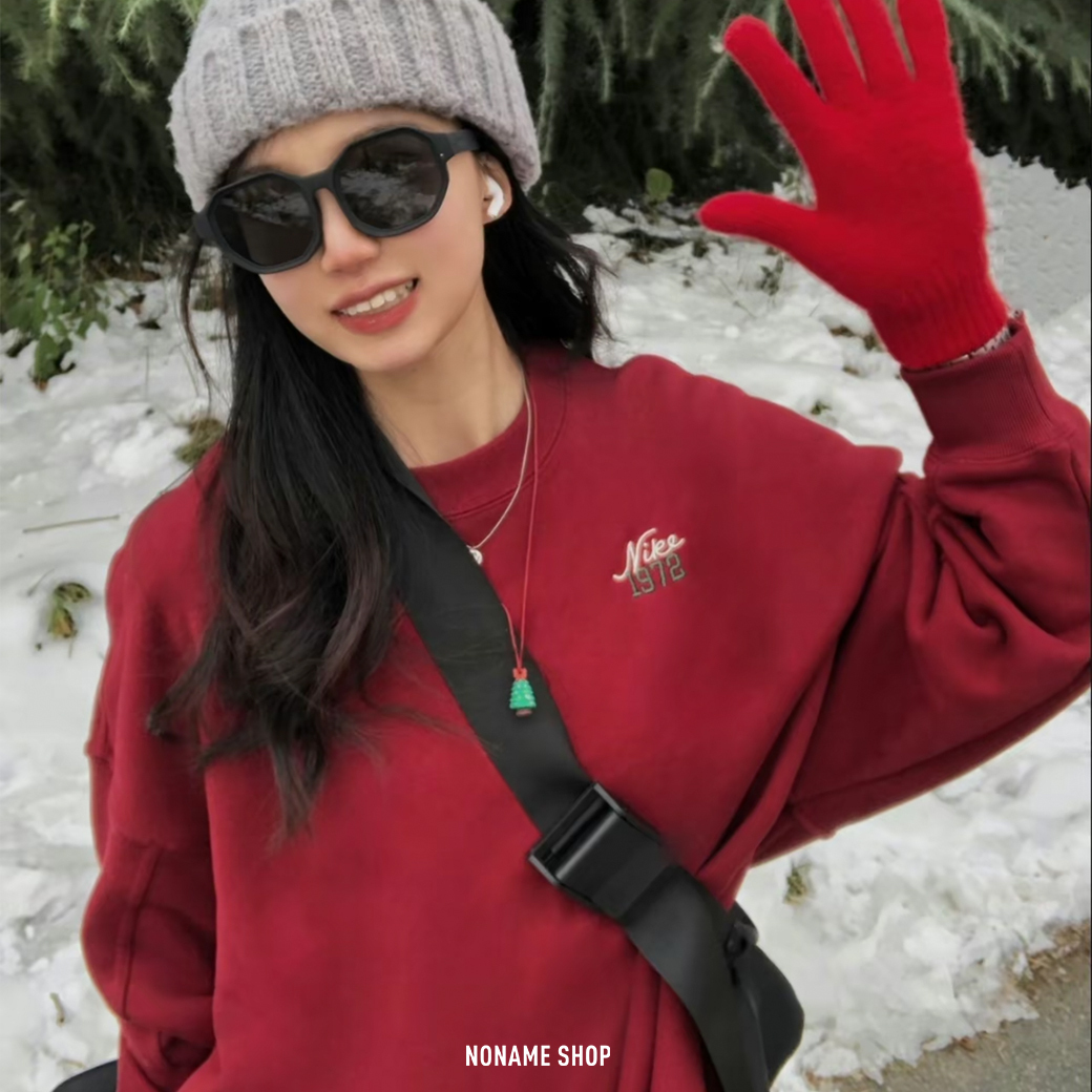 NIKE NSW FLC GX CREW OS GCEL 刺繡 1972 落肩 大學T 兩色 (女款)