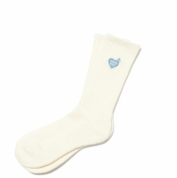 [現貨優惠]HUMAN MADE  LOGO愛心刺繡長襪 白M號