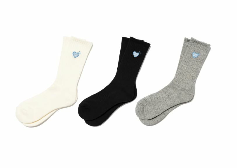 [現貨優惠]HUMAN MADE  LOGO愛心刺繡長襪 白M號